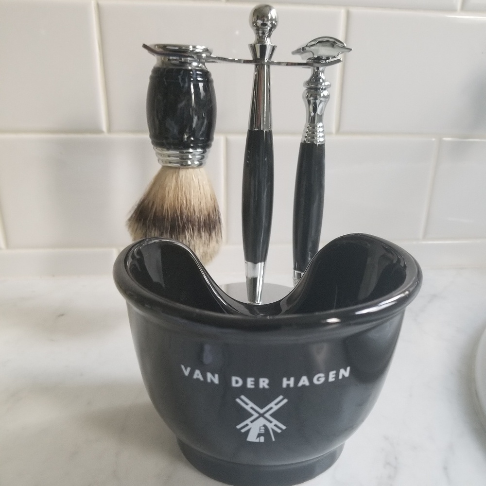 Van Der Hagen 5 piece Black Marble shave set
